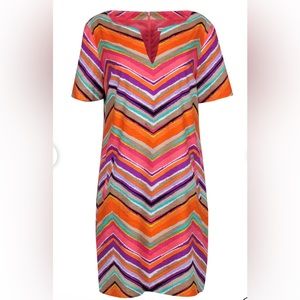 Trina Turk - Multicolor Chevron Print Short Sleeve Shift Dress Sz4